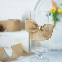 2.5" x 10 Yards Natural Tone Wired Burlap Ribbon Wholesale