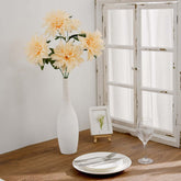 2 Bushes 20" Cream Large Head Artificial Dahlia Bouquet, Silk Bridal Flower Decorations