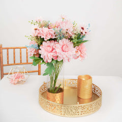 2 Bushes Blush Blue Artificial Silk Dahlia Flower Bouquet Spray