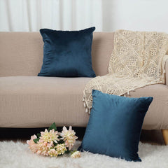 2 Pack 18" Navy Blue Soft Velvet Square Throw Pillow Cover