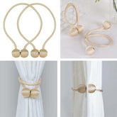 2 Pack Champagne Magnetic Curtain Tie Backs For Window Drapes and Backdrop Panels