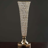 2-Pack Crystal Beaded Trumpet Vase Set Gold - Table Centerpiece for Stylish Decor 22"