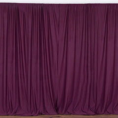 2 Pack Eggplant Scuba Polyester Event Curtain Drapes, Durable Flame Resistant Backdrop Event Panels Wrinkle Free with Rod Pockets - 10ftx10ft