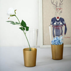 2-Pack Glass Bud Vases Cylinder Design Clear with Gold Accents - Stylish Flower Centerpieces for Events 12"