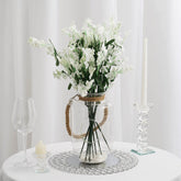 2-Pack Glass Vase Jars Clear with Twine Rope Handle - Rustic Hanging Terrariums for Events 16"