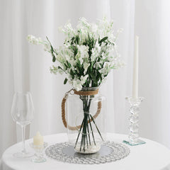 2-Pack Glass Vase Jars Clear with Twine Rope Handle - Rustic Hanging Terrariums for Events 16"