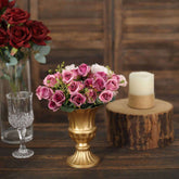 2-Pack Metal Pedestal Flower Vases Trumpet Style Gold - Vintage Mini Compote Vase for Event Table Decor 6"