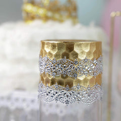 2 Pack Silver Floral Trim Rhinestone Stickers, Self Adhesive Diamond Craft Gem Stickers