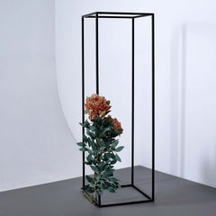 2-Pack Wedding Flower Stand Matte Black Metal Geometric Column Frame Rectangular - Versatile Floral Pedestal for Sophisticated Arrangements 40"