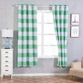 2 Pack White Mint Cabana Stripe Thermal Blackout Curtains With Chrome Grommet Window Treatment Panels - 52"x84"