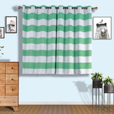 2 Pack White Mint Cabana Stripe Thermal Blackout Window Curtain Grommet Panels, Noise Canceling Curtains - 52"x64"