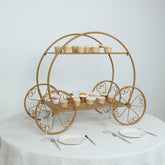 2-Tier Metal Cupcake Stand Gold - Giant Enchanting Cinderella Carriage-Inspired Pumpkin Coach Centerpiece Dessert Display Stand for Pastries & Party Favors 28"