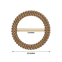 20 Pack Diamond Round Chair Sash Band Buckle Pins Antique Gold - Timeless Rhinestone Napkin Rings 2.5"
