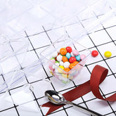 20-Pack Appetizer Cups Square Design Clear - Plastic Disposable Dessert Cups with Tray and Lids 3oz