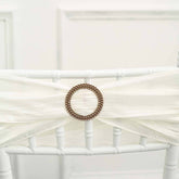 20 Pack Diamond Round Chair Sash Band Buckle Pins Antique Gold - Timeless Rhinestone Napkin Rings 2.5"