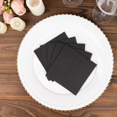 20-Pack Paper Linen-Like Cocktail Napkins Black - Disposable 5"x5" Airlaid Soft Napkins for Events