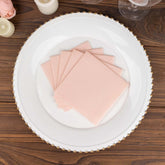 20-Pack Paper Linen-Like Cocktail Napkins Blush - Disposable 5"x5" Airlaid Soft Napkins