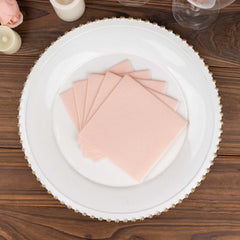 20-Pack Paper Linen-Like Cocktail Napkins Blush - Disposable 5"x5" Airlaid Soft Napkins