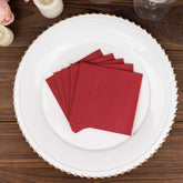 20-Pack Paper Linen-Like Cocktail Napkins Burgundy - Disposable 5"x5" Airlaid Soft Napkins