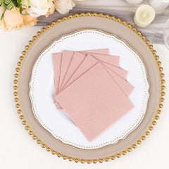20-Pack Paper Linen-Like Cocktail Napkins Dusty Rose - Disposable 5"x5" Airlaid Soft Napkins