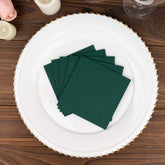 20-Pack Paper Linen-Like Cocktail Napkins Hunter Emerald Green - Disposable 5"x5" Airlaid Soft Napkins