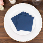 20-Pack Paper Linen-Like Cocktail Napkins Navy Blue - Disposable 5"x5" Airlaid Soft Napkins