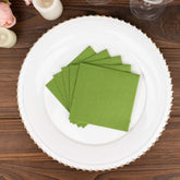20-Pack Paper Linen-Like Cocktail Napkins Olive Green - Disposable 5"x5" Airlaid Soft Napkins