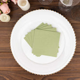 20-Pack Paper Linen-Like Cocktail Napkins Sage Green - Disposable 5"x5" Airlaid Soft Napkins