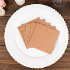 20-Pack Paper Linen-Like Cocktail Napkins Terracotta (Rust) - Disposable 5"x5" Airlaid Soft Napkins