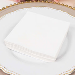 20-Pack Paper Linen-Like Cocktail Napkins White - Disposable 5"x5" Airlaid Soft Napkins for Events