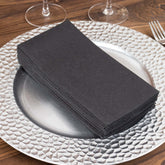 20-Pack Paper Linen-Like Napkins Black - Disposable Hygienic Airlaid Guest Towels 8.5"x4"