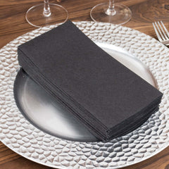 20-Pack Paper Linen-Like Napkins Black - Disposable Hygienic Airlaid Guest Towels 8.5"x4"