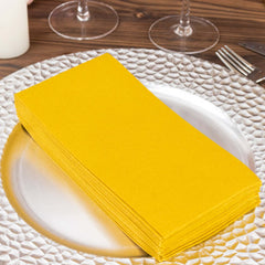 20-Pack Paper Linen-Like Napkins Gold - Disposable Hygienic Airlaid Guest Towels 8.5"x4"