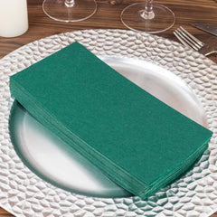 20-Pack Paper Linen-Like Napkins Hunter Emerald Green - Disposable Hygienic Airlaid Guest Towels 8.5"x4"