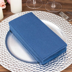 20-Pack Paper Linen-Like Napkins Navy Blue - Disposable Hygienic Airlaid Guest Towels 8.5"x4"