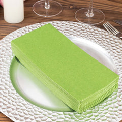 20-Pack Paper Linen-Like Napkins Olive Green - Disposable Hygienic Airlaid Guest Towels 8.5"x4"