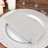 20-Pack Paper Linen-Like Napkins Silver - Disposable Hygienic Airlaid Guest Towels 8.5"x4"