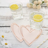 20-Pack Paper Cocktail Napkins with Heart Shape Rose Gold - Stylish Disposable Napkins for Events