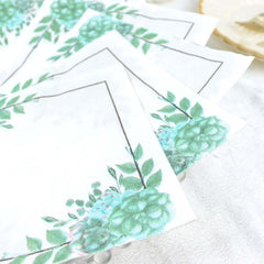 20-Pack Paper Dinner Napkins with Floral Design White/Green - Disposable 2 Ply Beverage Napkins 13"x13"