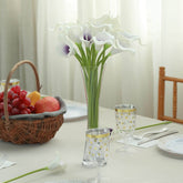 20 Stems 14" White Purple Artificial Poly Foam Calla Lily Flowers