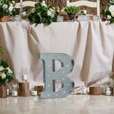 20" Vintage Galvanized Metal Marquee Letter Light Cordless With 16 Warm White LED - B