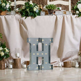 20" Vintage Galvanized Metal Marquee Letter Light Cordless With 16 Warm White LED - H