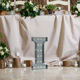 20" Vintage Galvanized Metal Marquee Letter Light Cordless With 16 Warm White LED - I