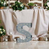 20" Vintage Galvanized Metal Marquee Letter Light Cordless With 16 Warm White LED - S