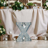 20" Vintage Galvanized Metal Marquee Letter Light Cordless With 16 Warm White LED - X