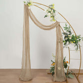 20ft Beige Gauze Cheesecloth Fabric Wedding Arch Drapery, Window Scarf Valance, Boho Decor Arbor Curtain Panel