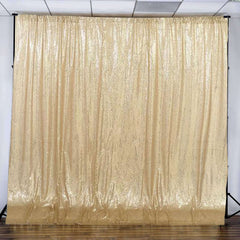 20ftx10ft Champagne Chiffon Sequin Event Curtain Drapes, Dual Layer Photo Backdrop Event Panel