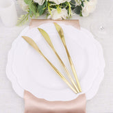 24-Pack Plastic Knives Glossy Gold - Premium Heavy Duty Disposable Flatware Cutlery 8"