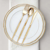 24-Pack Plastic Cutlery Set Metallic Gold with Gold Glitter - Stylish Disposable Silverware-Pack 8"