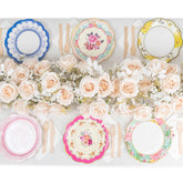 24-Pack Paper 9" Round Dinner Plates in Mixed Floral Print with Scalloped Edge - Disposable Party Plates for Baby Showers & Vintage Themes